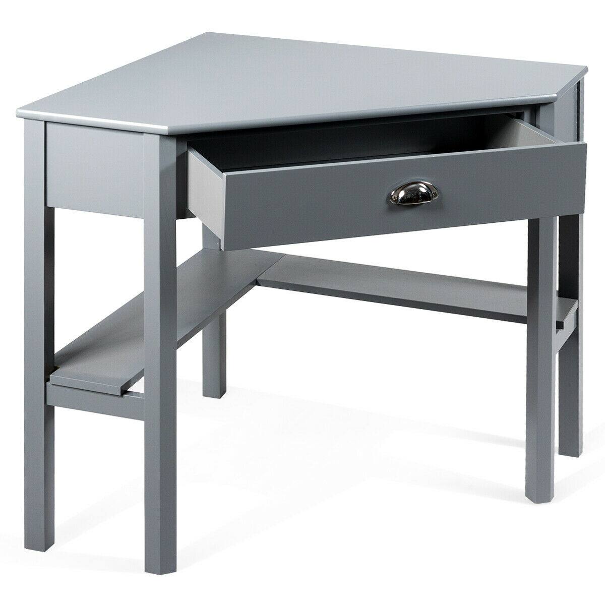 Alt View 9. Gymax - Gymax Corner Computer Desk Laptop Writing Table Workstation W/ Drawer & Shelves Gray - Gray.