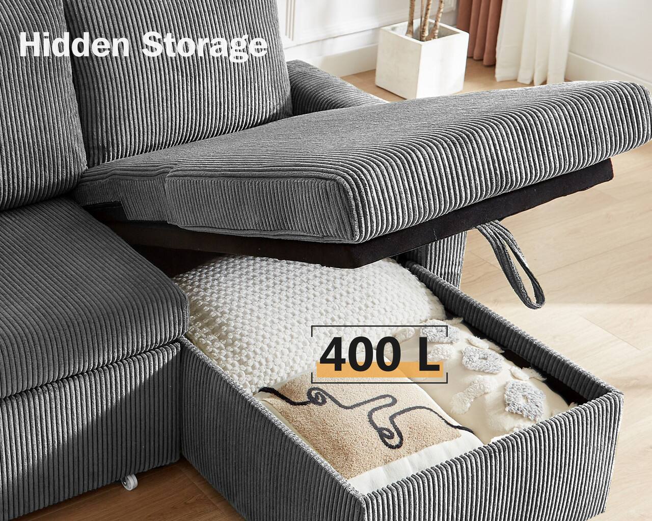 Hidden Storage  
400 L