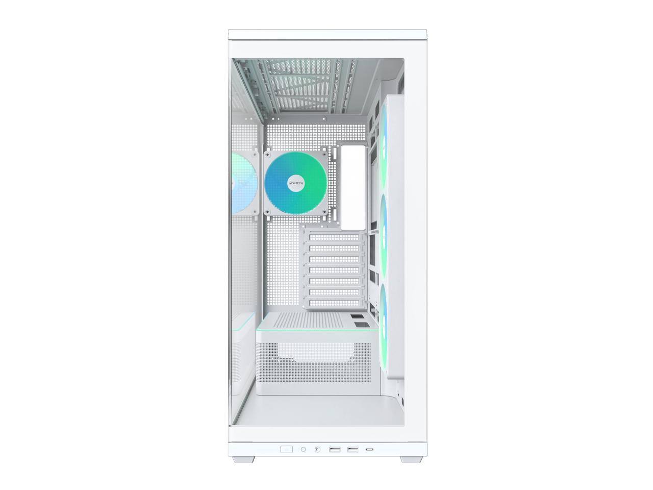 Alt View 1. Montech - MONTECH TG3 ATX Mid Tower, ARGB Fans & Strip, Tempered Glass, RTX 5090 Support - White.