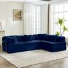 Front. KERDOM - Oversized Big Family Sofa Couch, 170 inches Extra Long Convertible Sofa Bed Sleeper Sectional Floor Building Block Couch - Navy Blue.