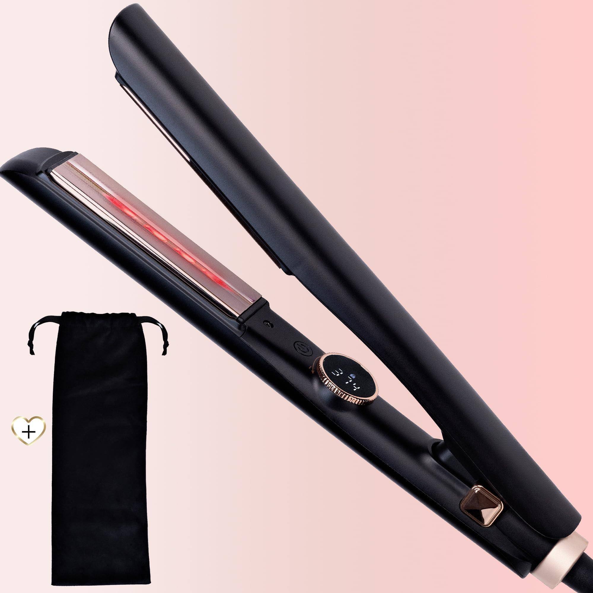 Front. Live At Space - Slimline Hair Straightener With Technology | 2-in-1 Straightening & Curling 10 Temp Settings Portable Design - Default.