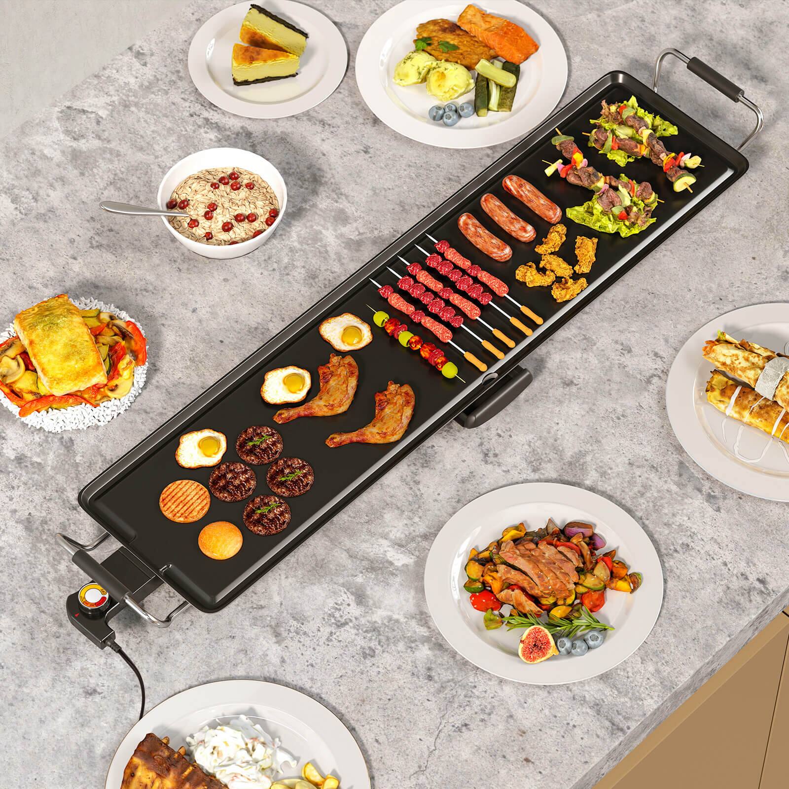 Alt View 1. Costway - Costway 35" Extra Large Electric Teppanyaki Grill with Adjustable Temperature Thermostats and Drip Tray - Black.