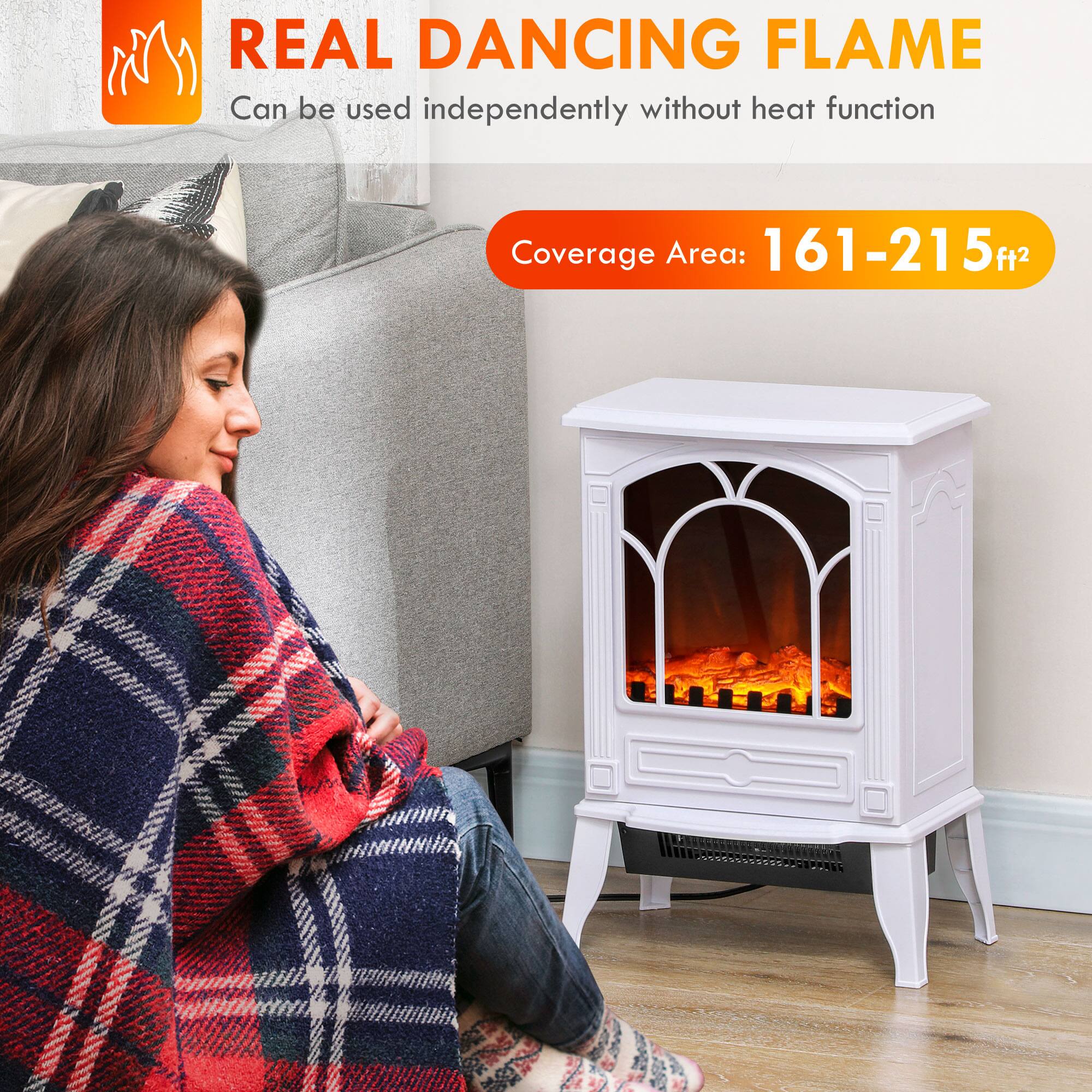 REAL DANCING FLAME  
Can be used independently without heat function  
Coverage Area: 161-215 ft²