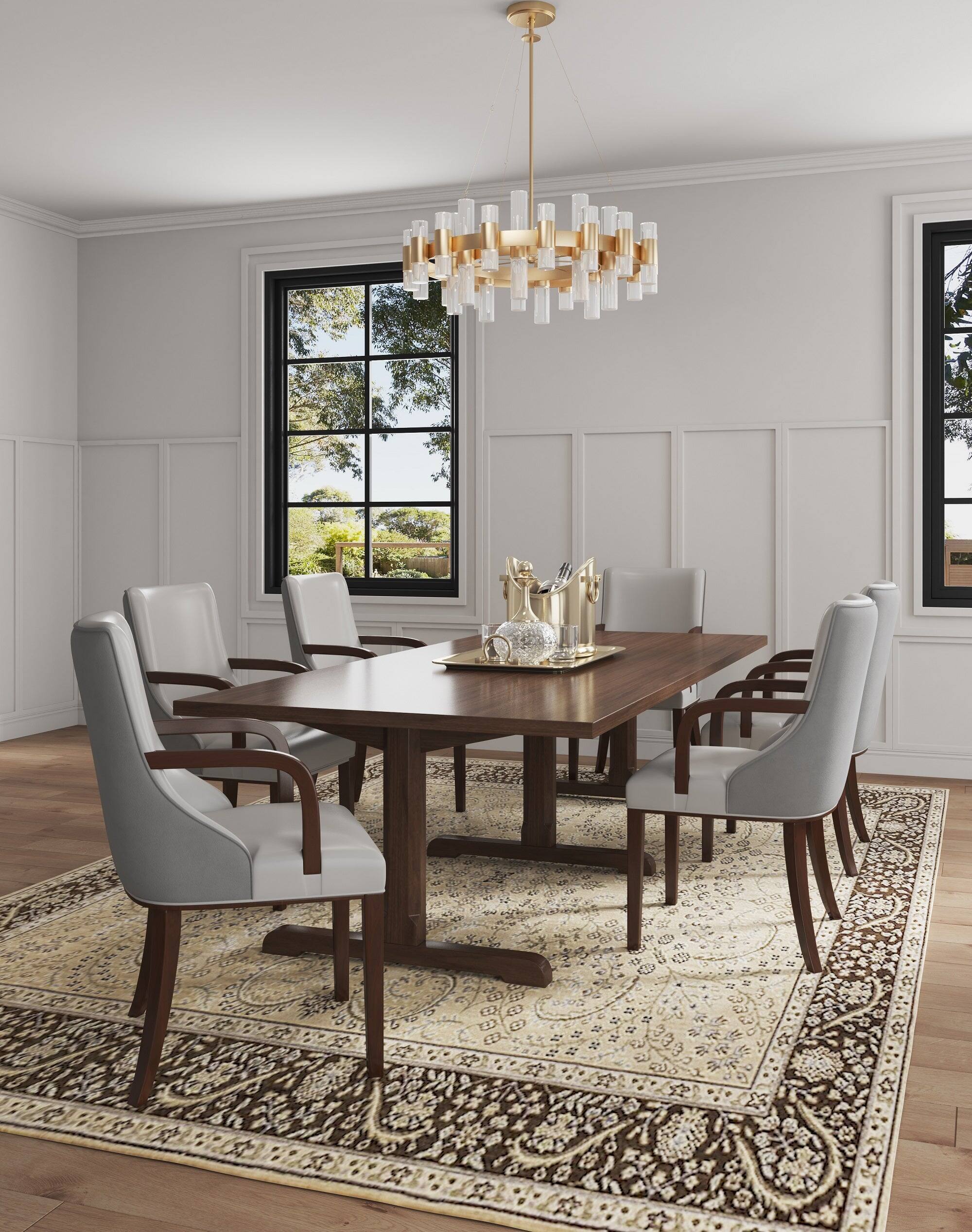 Manhattan Comfort Shubert Modern Wood Vegan Leather and Velvet Dining ...