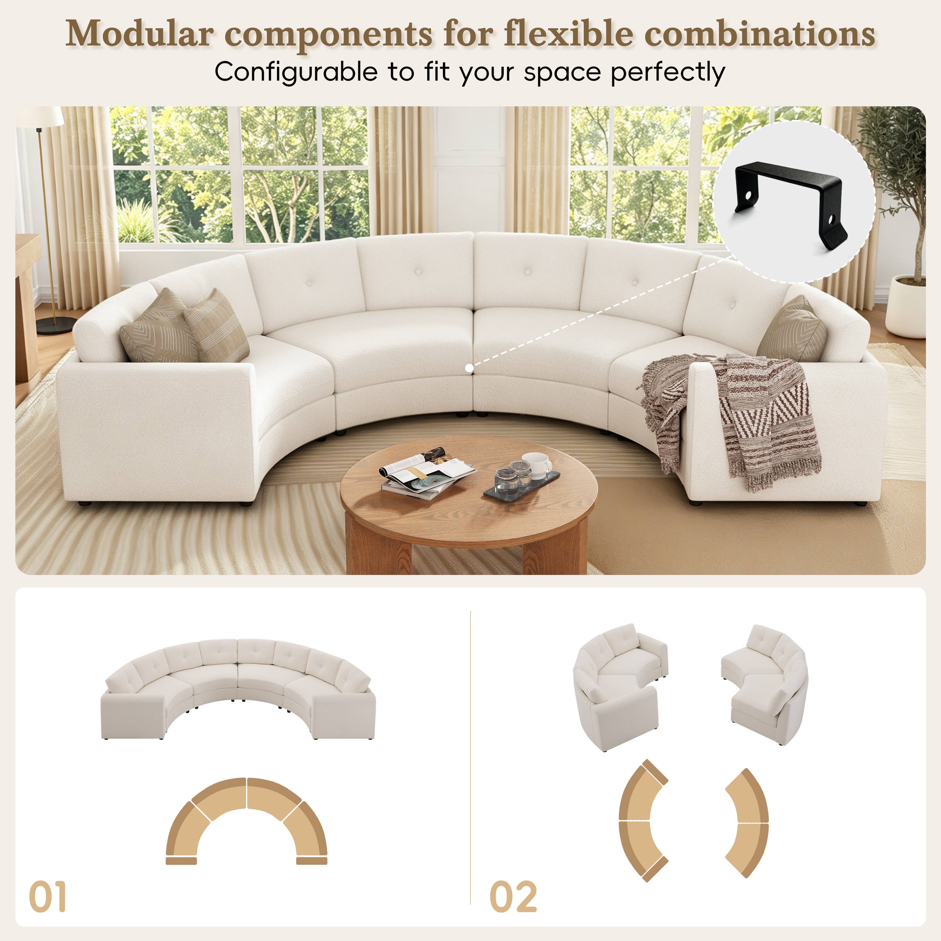 Modular components for flexible combinations  
Configurable to fit your space perfectly  

01  
02
