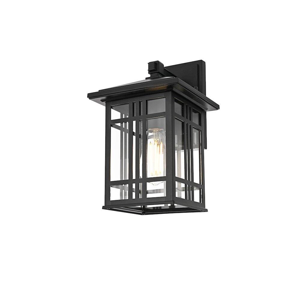 Left. Elegant Lighting - Harley 13 inch Outdoor Wall sconce in Black - Black And Clear.