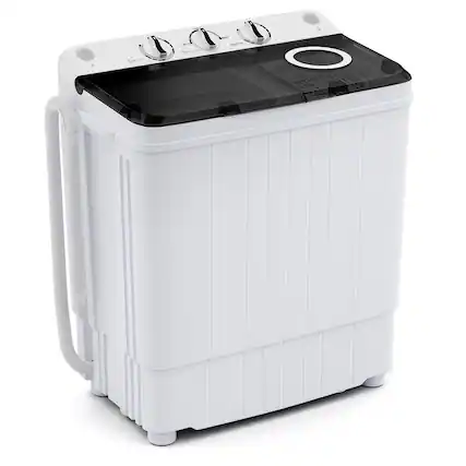 Front. Costway - Costway Portable Washing Machine, 17.6lbs Compact Washer Spinner Combo with Pump Drain - White + Grey.