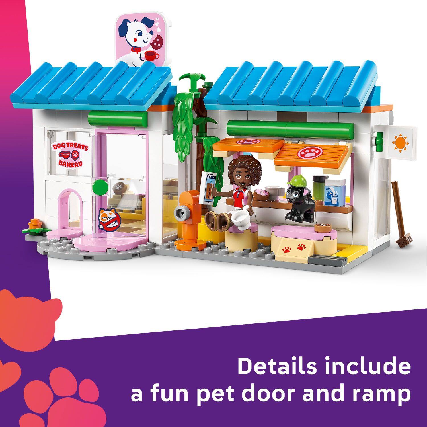 DOG TREATS & BAKERY

Details include a fun pet door and ramp