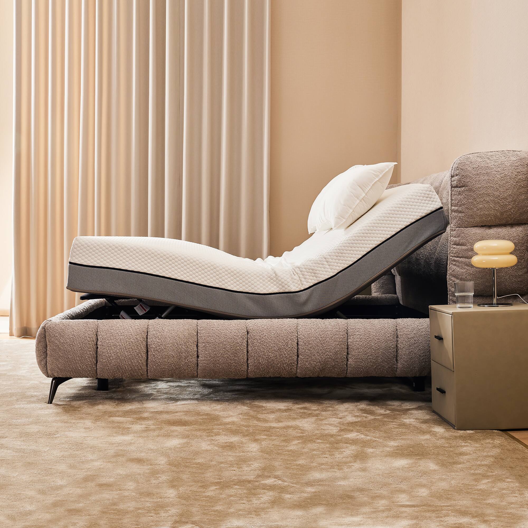 Left. Aukfa - Adjustable Bed Base - Queen Size, Head/Foot Incline, Wireless Remote, Zero Gravity, Quiet Motor - Black.