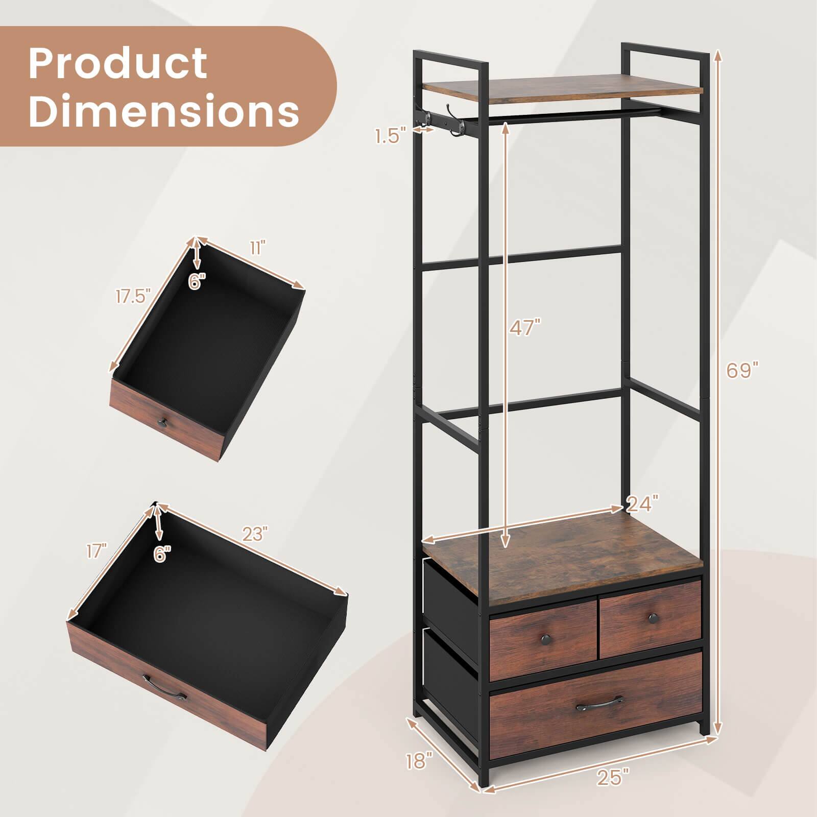 Product Dimensions: 1.5" x 17.5" x 6" x 11" x 47" x 69" x 6" x 23" x 24" x 18" x 25"