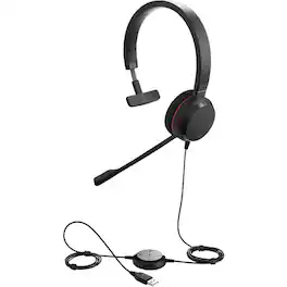 Jabra - EVOLVE 20 Headset - Mono - USB Type C - Wired - 32 Ohm - 150 Hz to 7 kHz - Over-the-head - Monaural - Supra-aural - Black