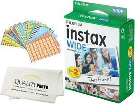 Instax Wide Instant Film 20 SHEETS - For Fujifilm Instax Wide Cameras + Frame Stickers and Microfiber Cloth
