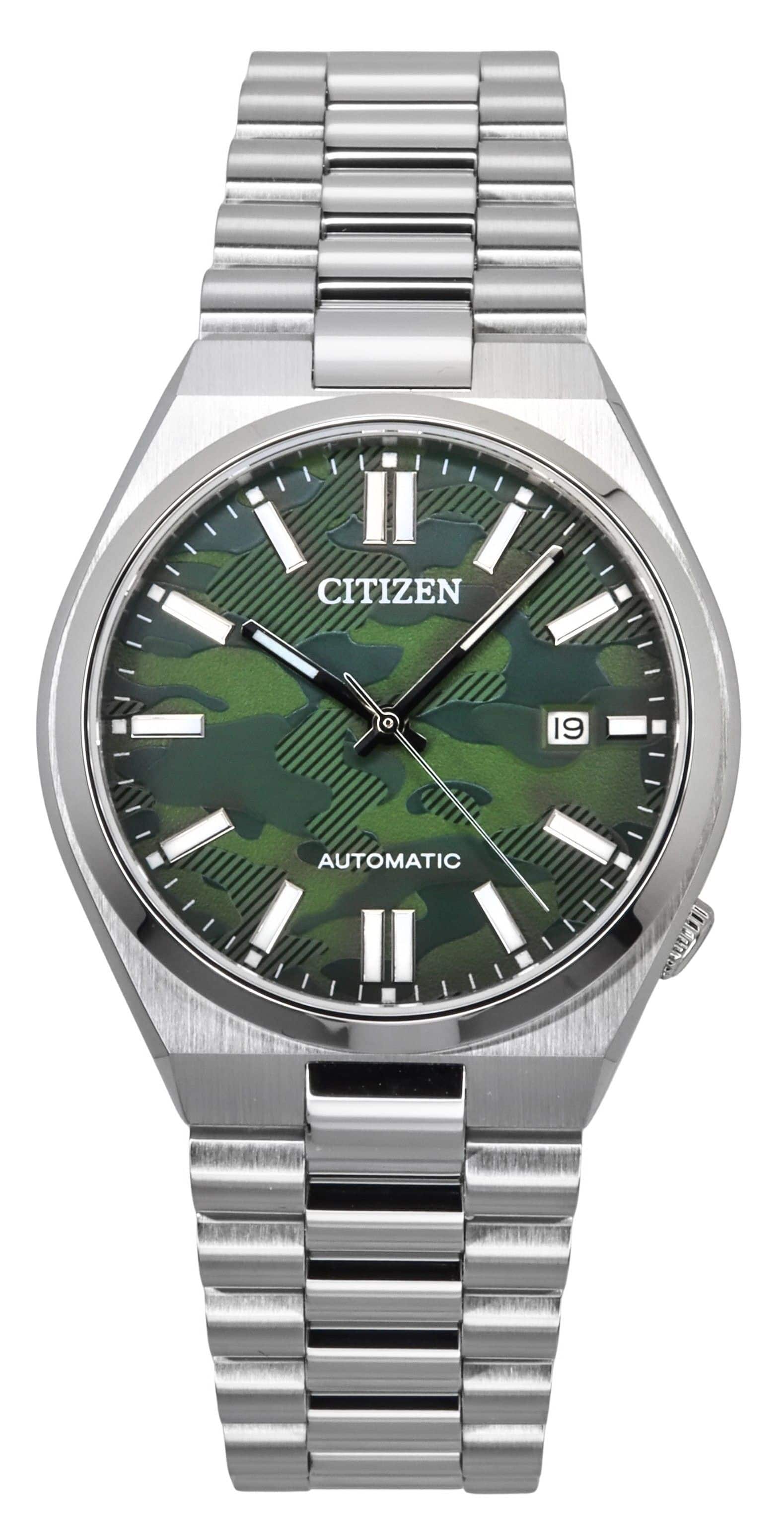 Citizen - Tsuyosa Automatic 21 Jewels NJ0159-86X Mens Watch Stainless Steel Green Dial Luminous Hands 50M - Textured Camouflage