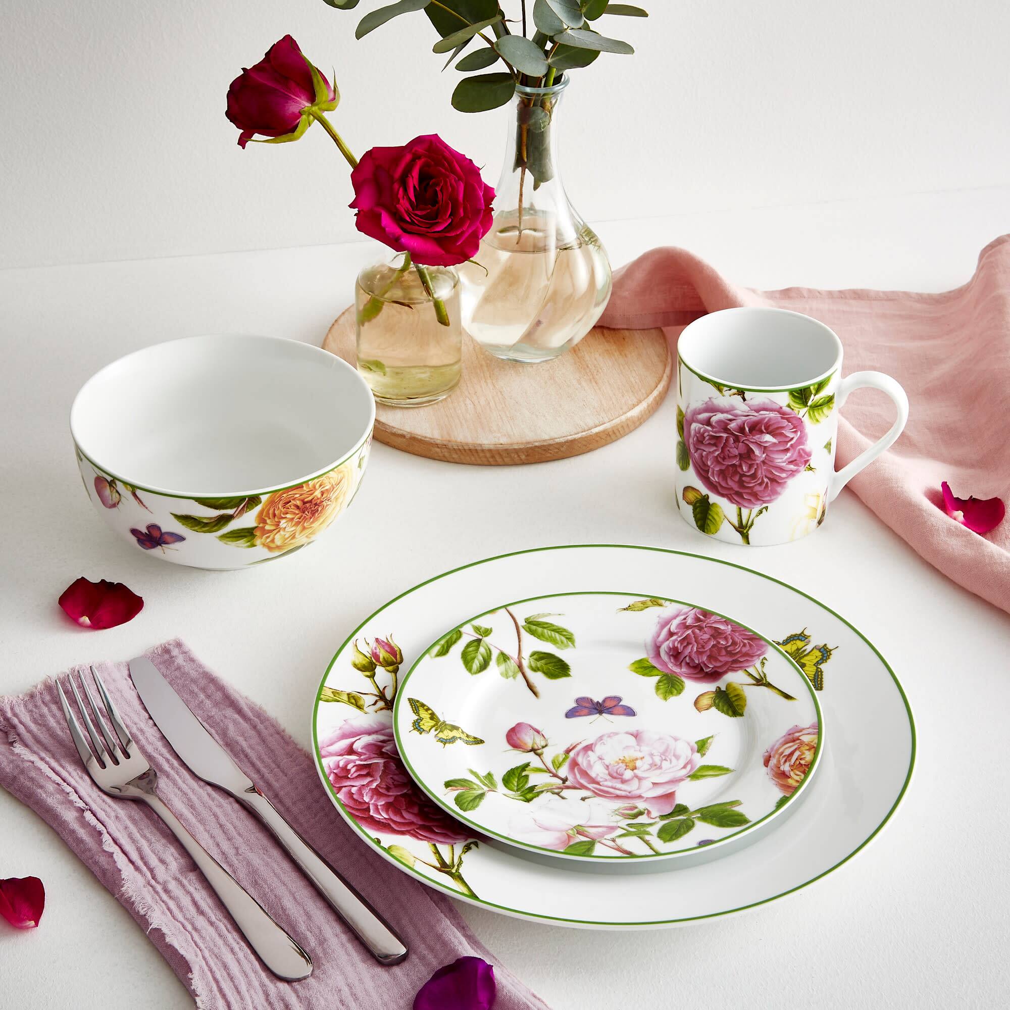 Alt View 2. Portmeirion - Portmeirion Home 16-Piece Dinnerware Set - Roses - Multicolored.