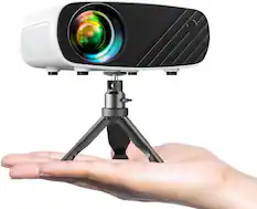 Front. COQOOL - Mini Projector 1080P HD, Portable with Tripod, Compatible with iPhone/Android/Windows/HDMI/USB - White.