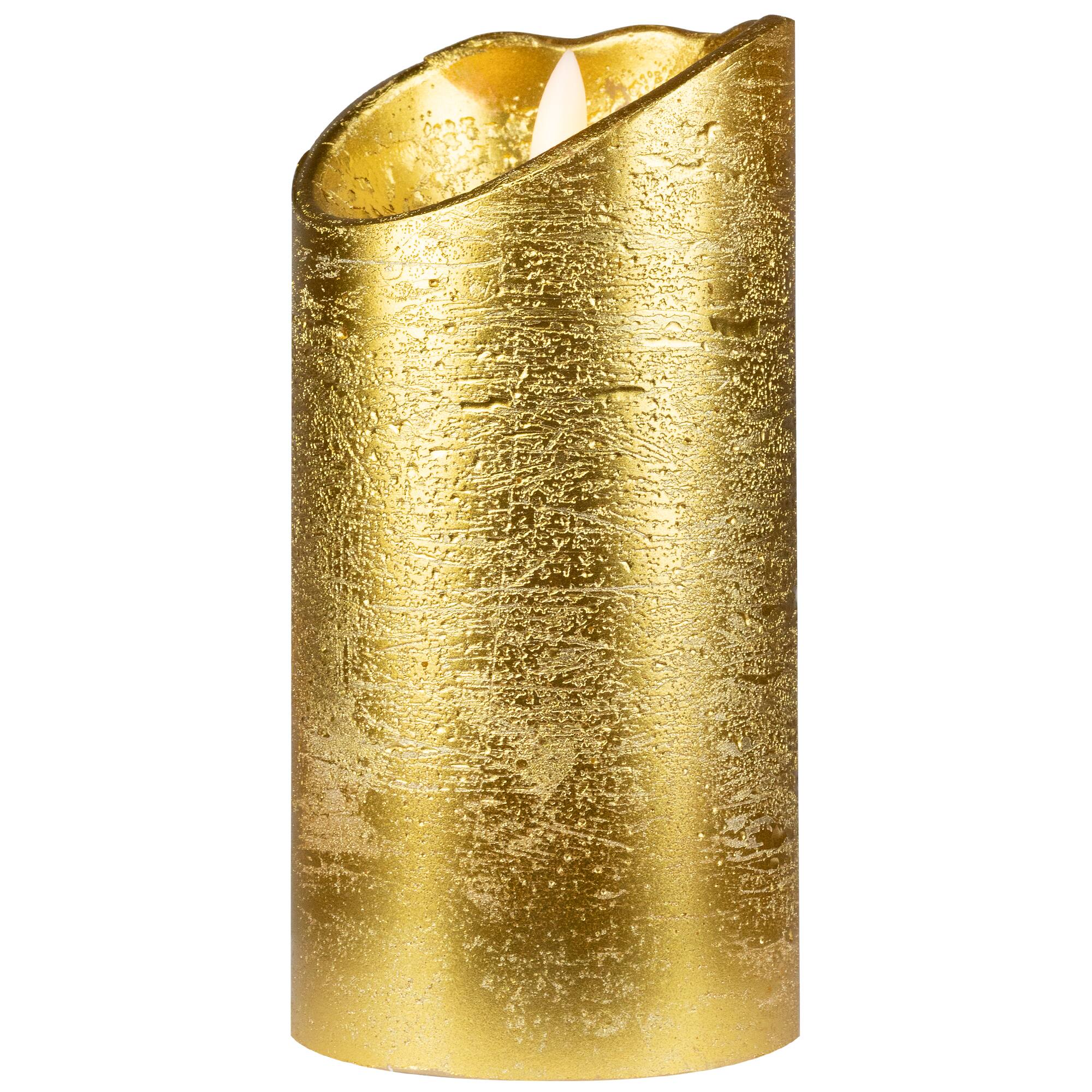 Alt View 4. Northlight - LED Lighted Flameless Flickering Pillar Christmas Candle - 6" - Gold - Gold.