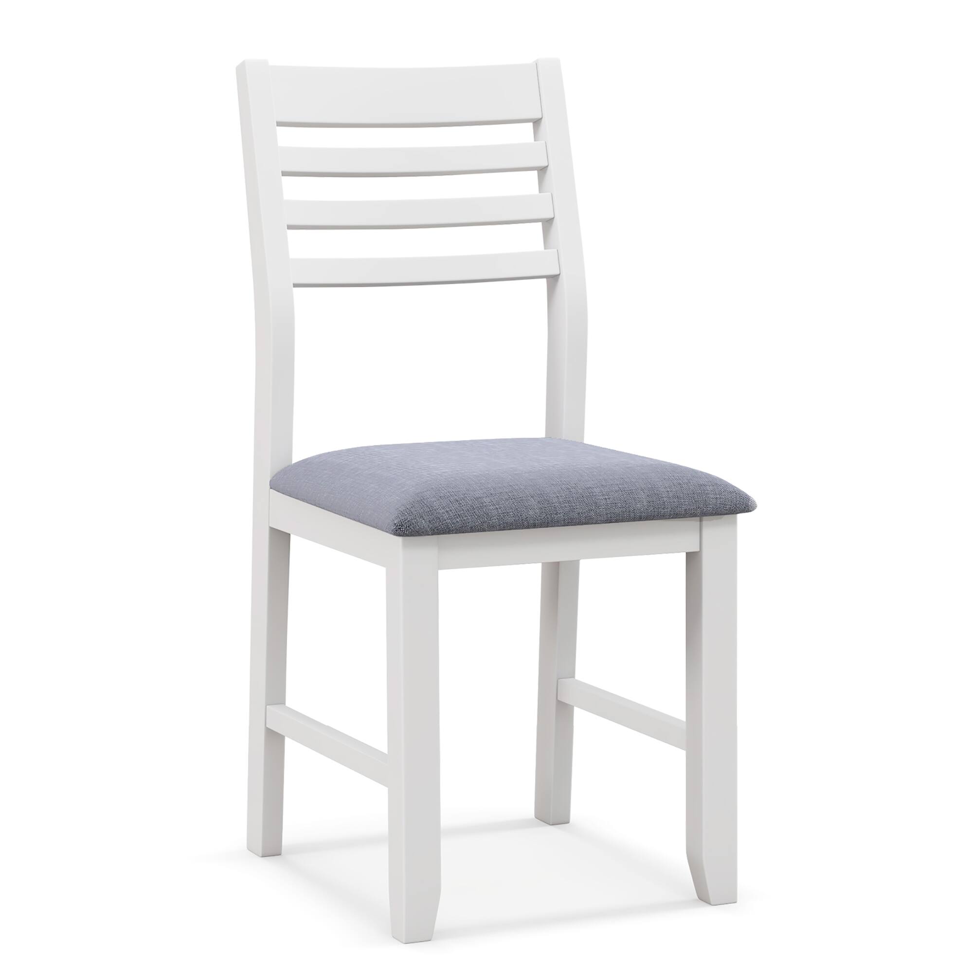 Alt View 8. Gymax - Gymax Wooden Dining Chair Set of 2 Kitchen Side Chairs w/ Rubber Wood Frame Ladder Back White - White, Grey.