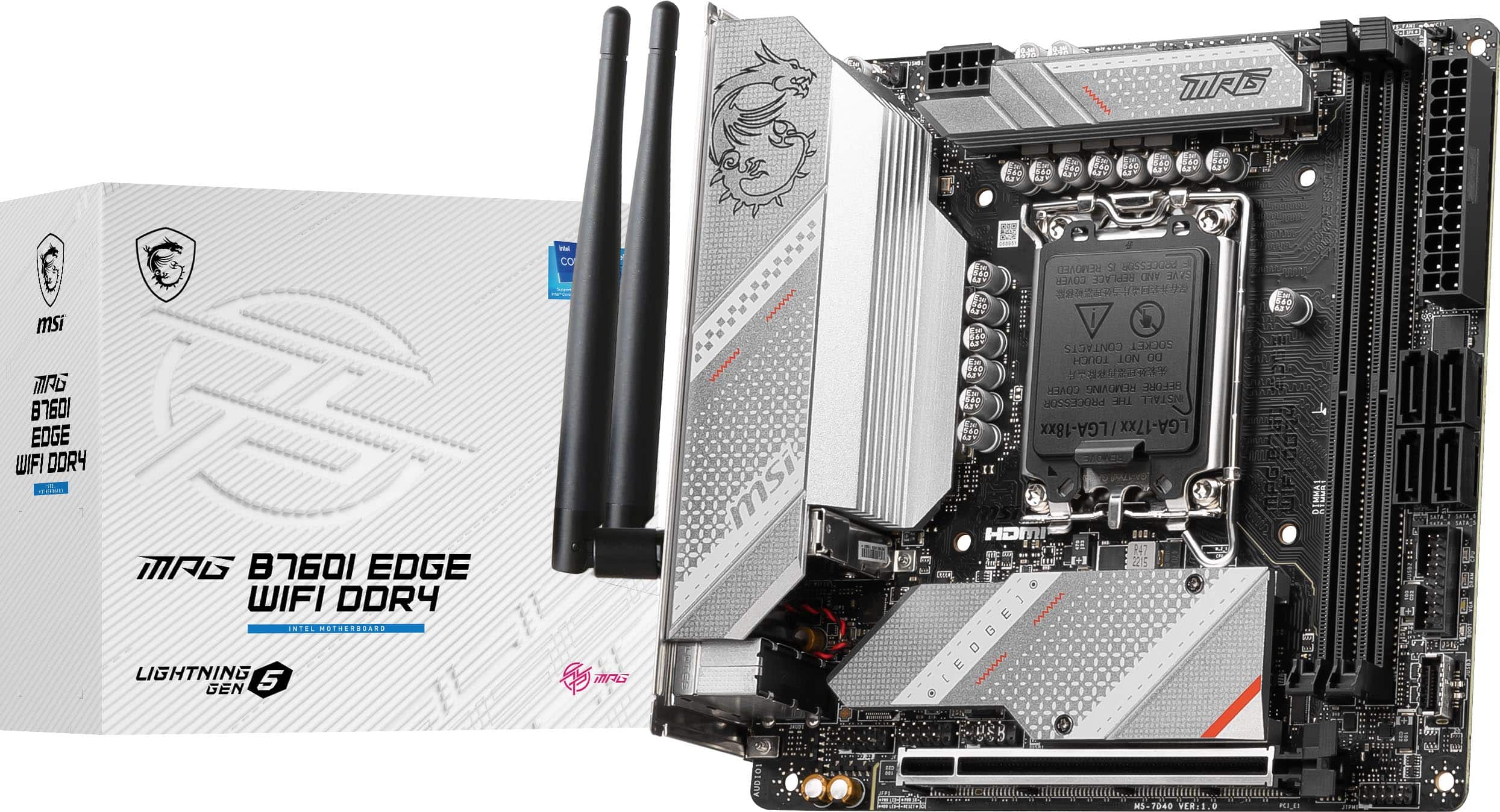 Front. MSI - MPG B760I EDGE WIFI DDR5 (Socket 1700) USB 3.2 Intel Motherboard - Black.