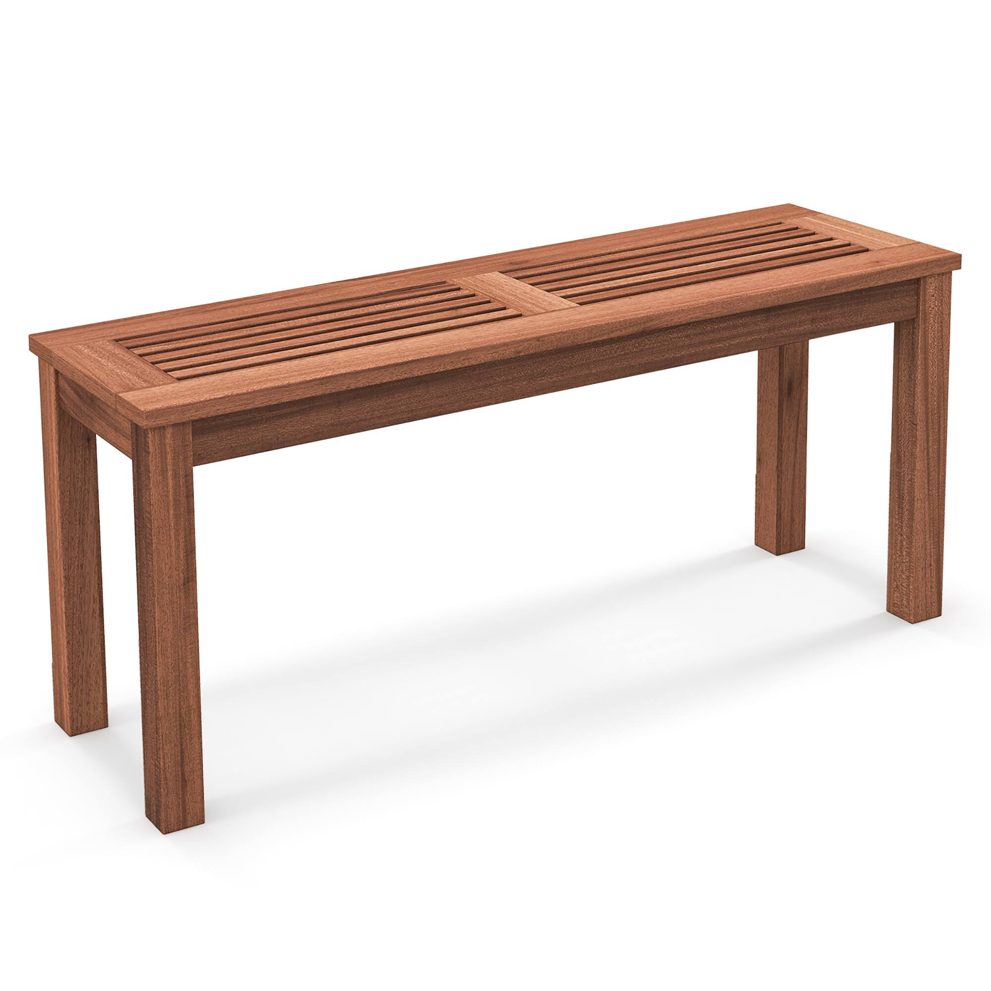 Alt View 1. Gymax - Gymax 2-Person Outdoor Bench Patio Bench w/ Slatted Seat Weather Resistant Solid Wood Frame - Natural.