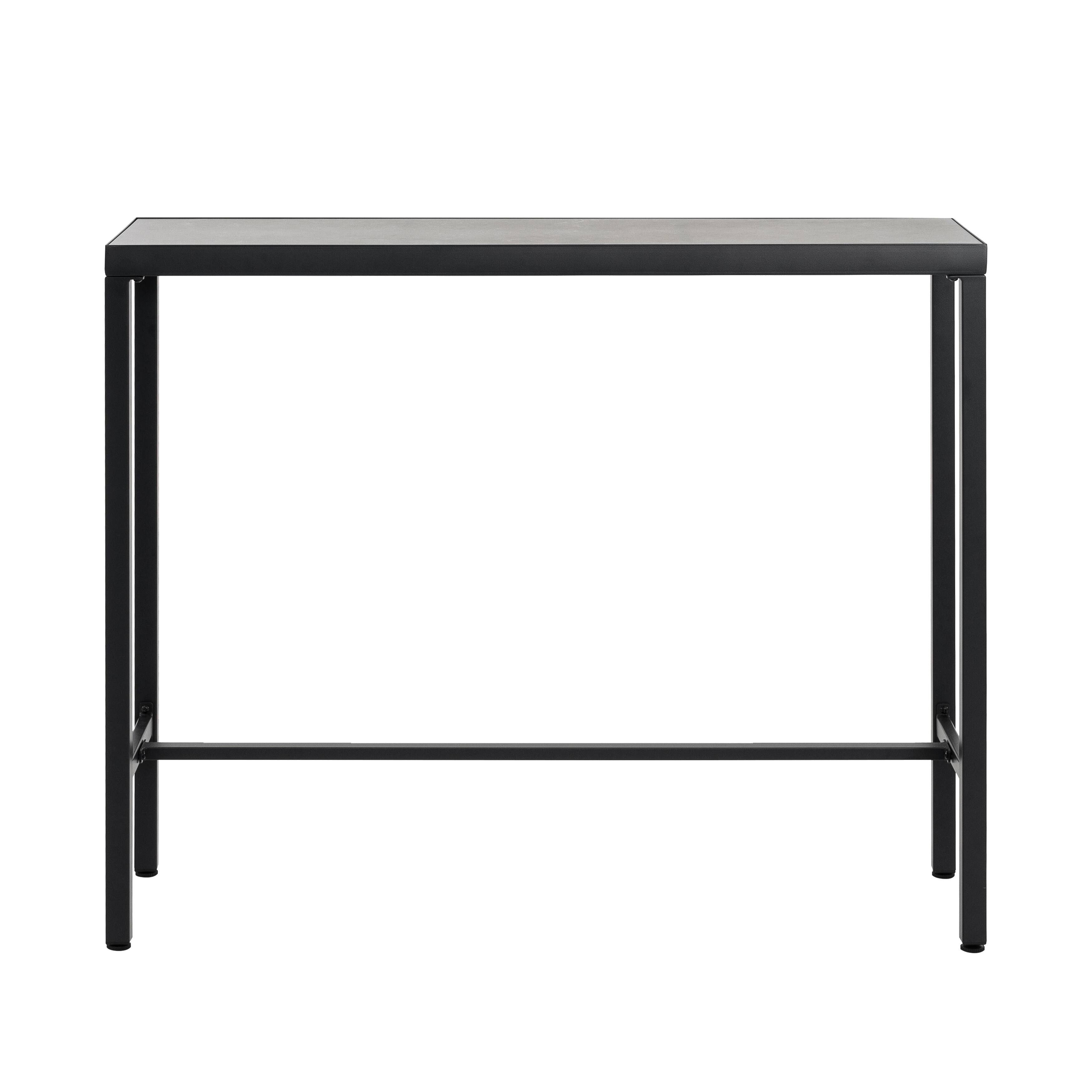 Alt View 7. Nuu Garden - Outdoor Iron Bar Table with 3D-Print Tempered Glass Tabletop - Black and Gray.