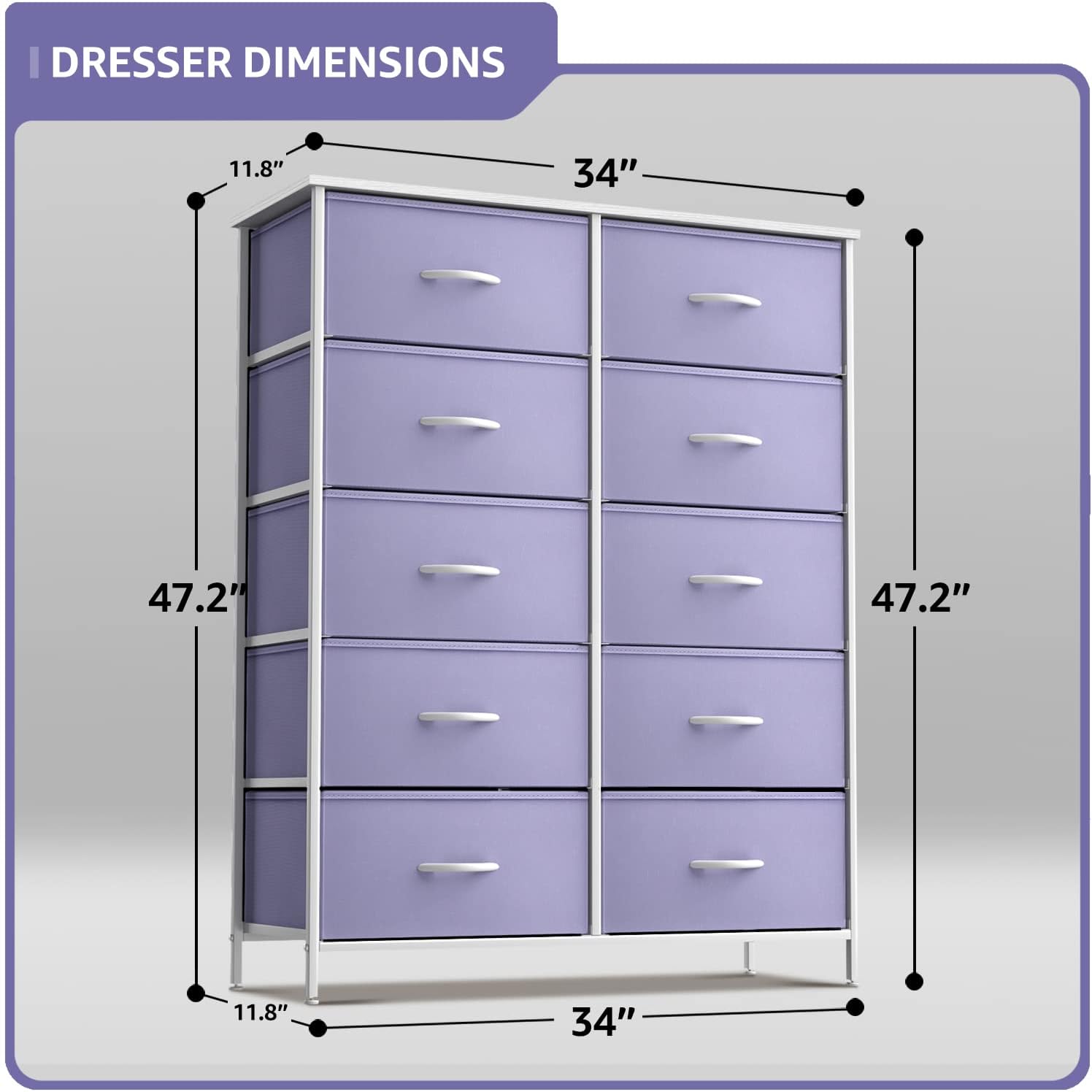 DRESSER DIMENSIONS

- 11.8"
- 34"
- 47.2"
- 47.2"
- 11.8"
- 34"
