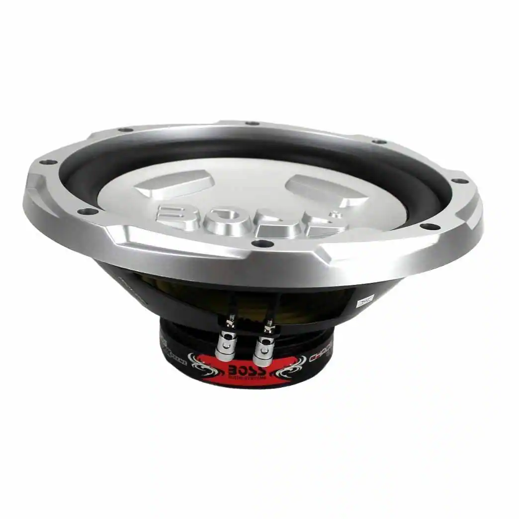 The text on the image reads:

- "BOSS" (on the speaker cone)
- "BOSS" (on the black band around the speaker)
- "AUDIO DESIGN" (on the black band around the speaker)