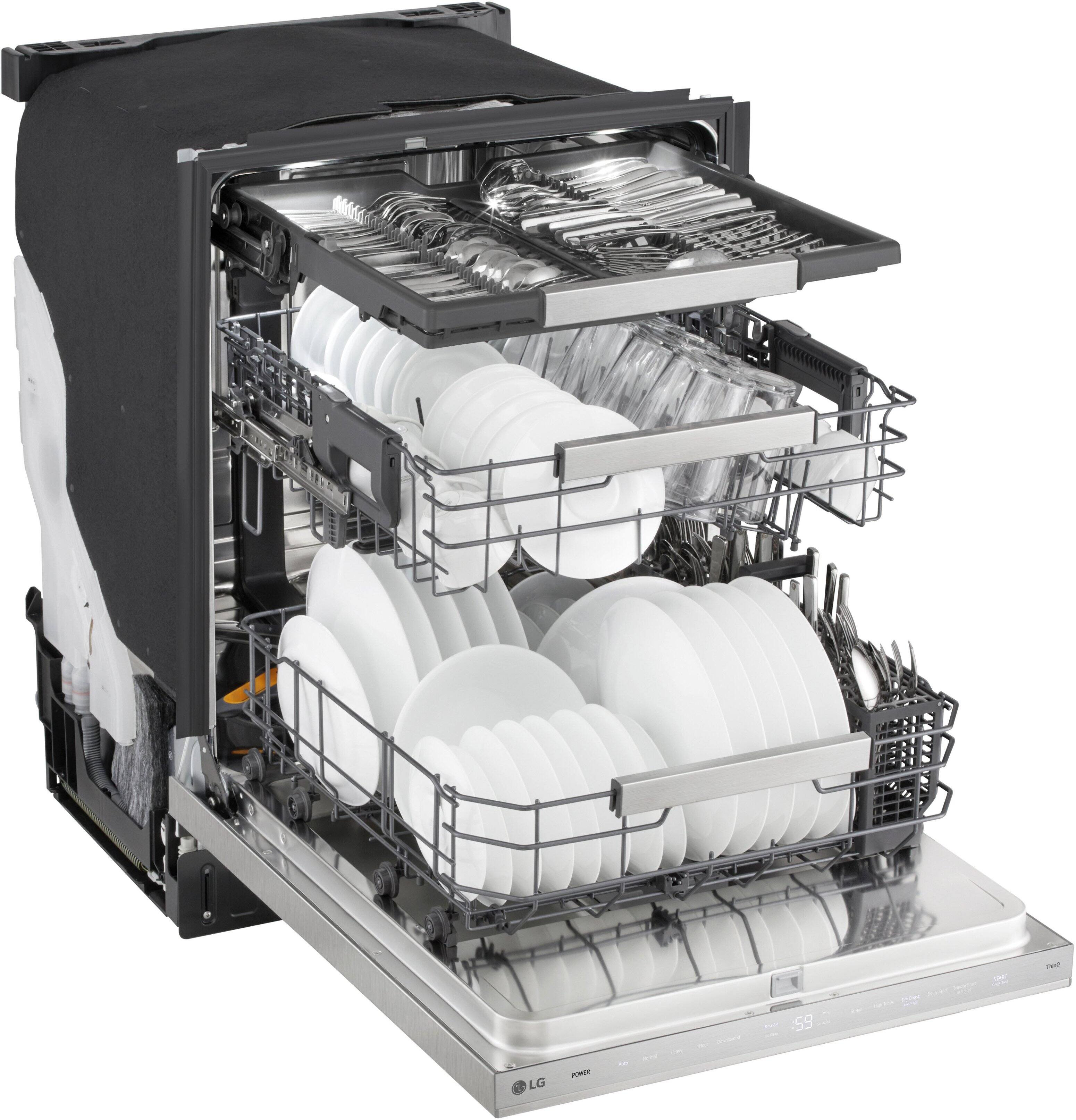 Alt View 13. LG - FlushFit 24" Top Control Smart Built-In Stainless Steel Tub Dishwasher with 3rd Rack, 1 Hour Wash & Dry Cycle and 42dBA - Stainless Steel.