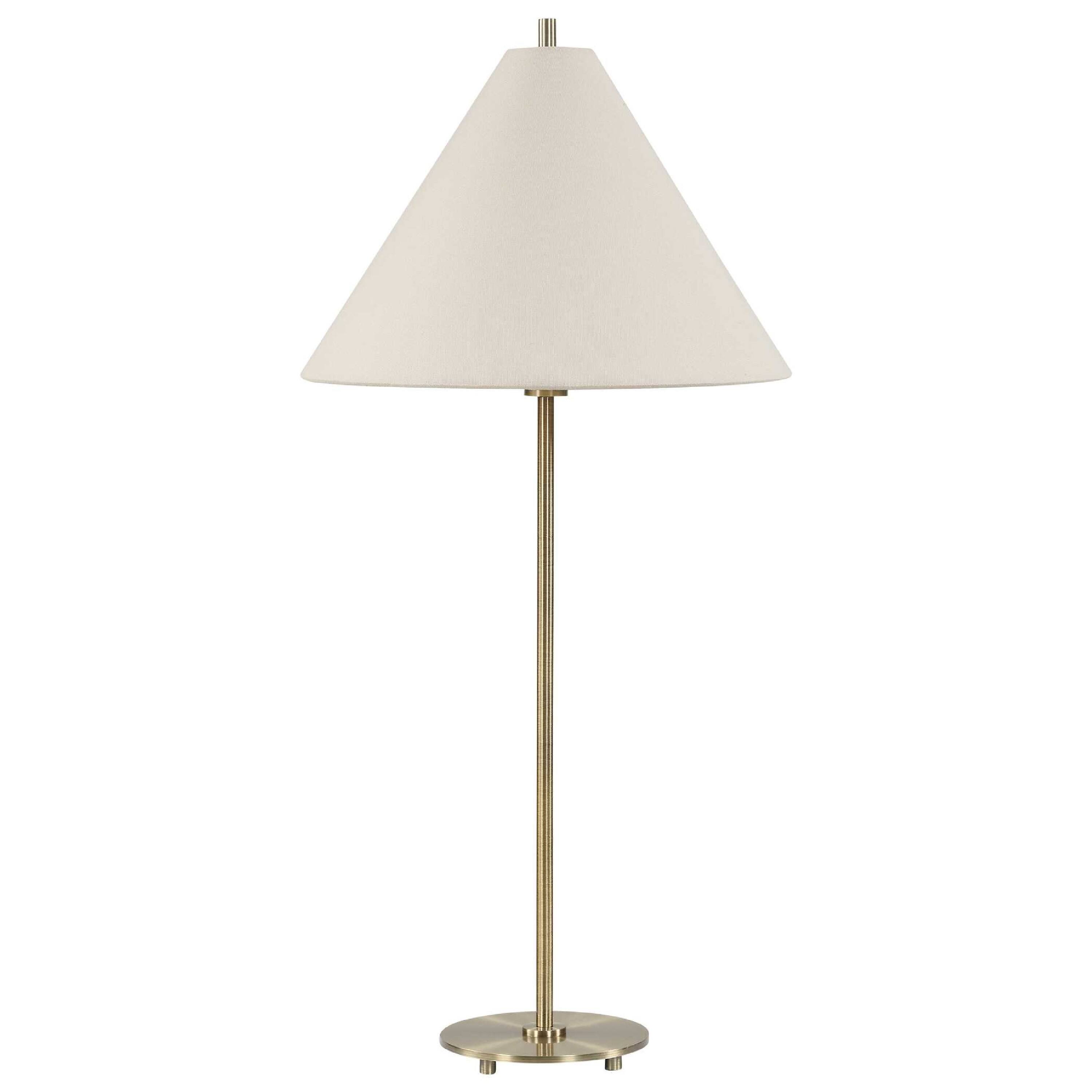 Angle. Manhattan Lane - Table Lamp Set of 2, Linen Shades - Antique Brass, Off White.