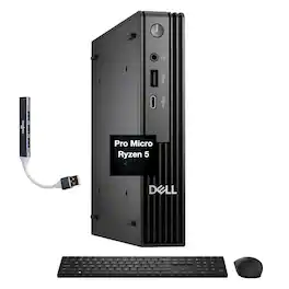 Dell - Upgraded - Pro Micro Mini Desktop (Ryzen 5 8500GE, 32GB, 1TB SSD, AMD Radeon 740M, WiFi 6, Win 11 Pro) w/USB Hub - Black