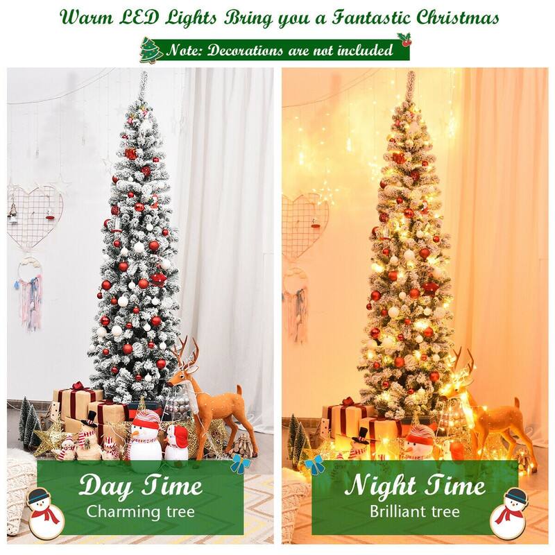 Warm LED Lights Bring you a Fantastic Christmas  
Note: Decorations are not included  

Day Time  
Charming tree  

Night Time  
Brilliant tree