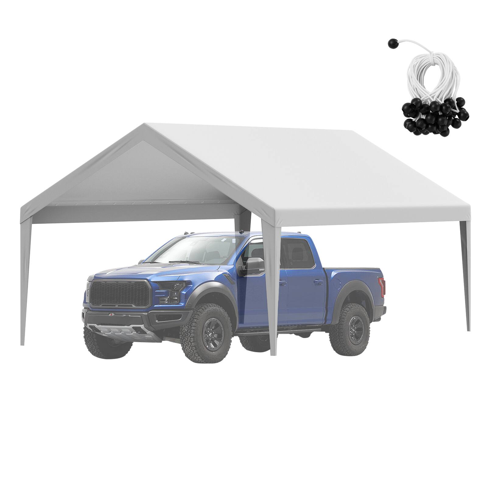 Alt View 5. VEVOR - Carport Replacement Canopy Cover 13 x 20 ft, Garage Top Tent Shelter Tarp Heavy-Duty Waterproof & UV Protected - Grey.