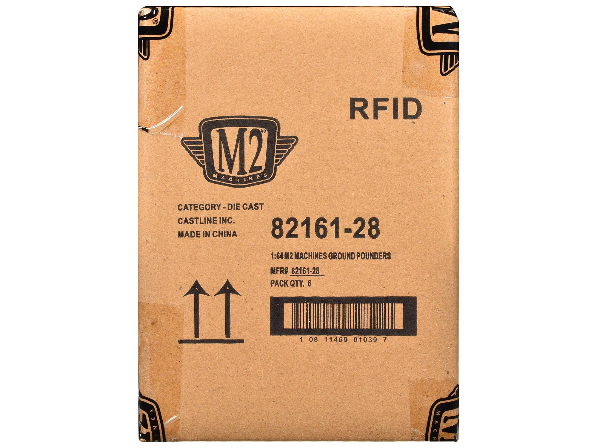 M2 Machines  
RFID  
CATEGORY - DIE CAST  
CASTLINE INC.  
MADE IN CHINA  
82161-28  
1:64 M2 MACHINES GROUND POUNDERS  
MFR# 82161-28  
PACK QTY. 6  
1 08 11469 01039 7