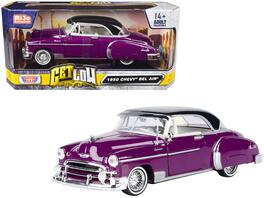 Motormax - 1950 Chevrolet Bel Air Lowrider Top and White Interior "Get Low" Series 1/24 - Purple Metallic With Black