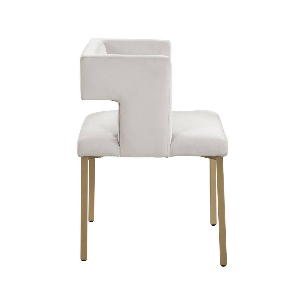 Alt View 2. Meridian Furniture - Caleb Cream Velvet Dining Chair, Set of 2 - Beige.