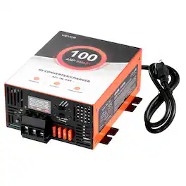 VEVOR - RV Power Converter, 100 Amp, 110V AC to 12V DC RV Converter Battery Charger, Multi Stage Smart Charging, 13V to 16.5V - Black;Orange