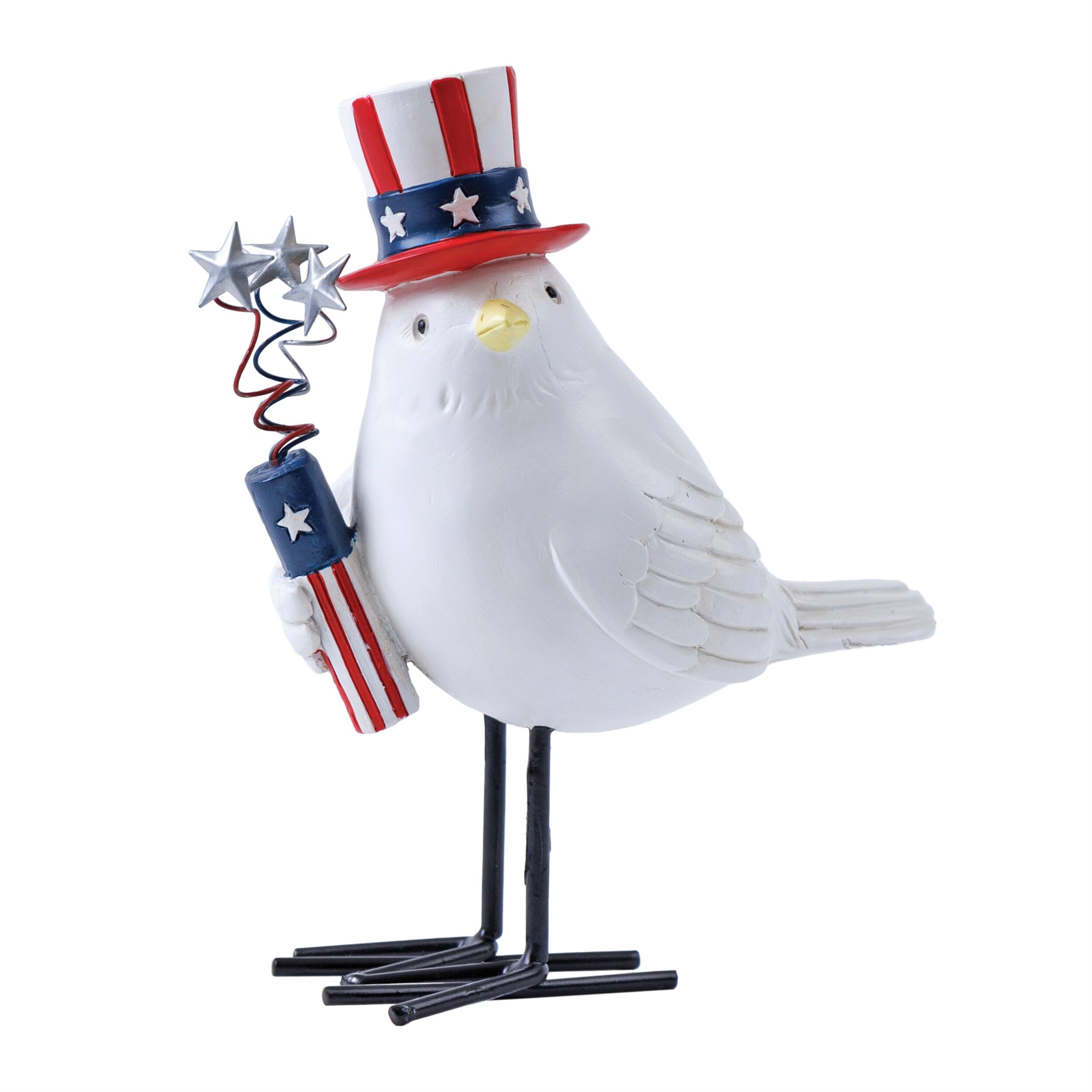 Alt View 1. BreeBe - Americana Bird Figurine (Set of 3) - Red, White, Blue.