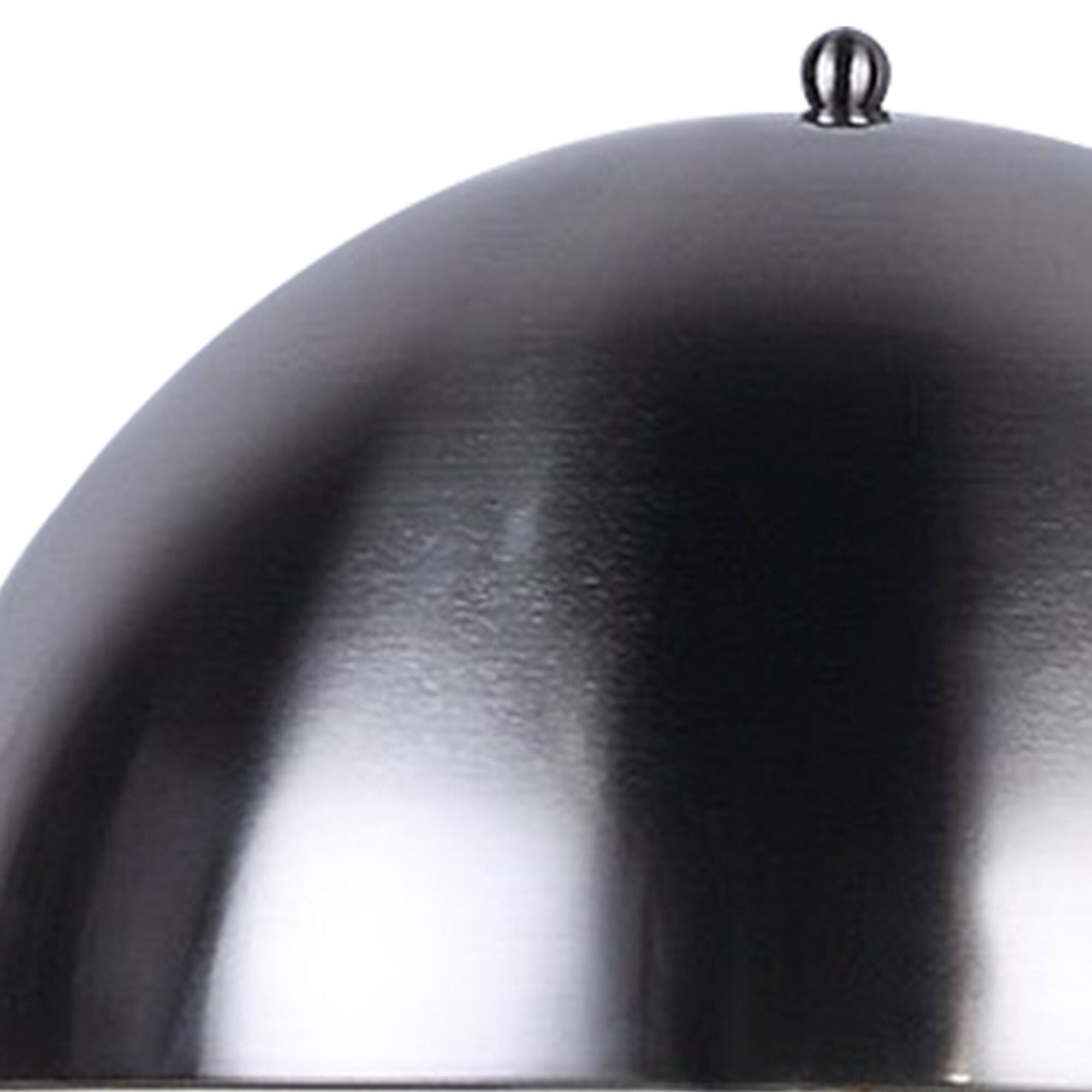 Angle. Manhattan Lane - Aria 21 Inch Table Lamp, Dome Shade, Round, Faux Leather - Blackened Silver, Gray.