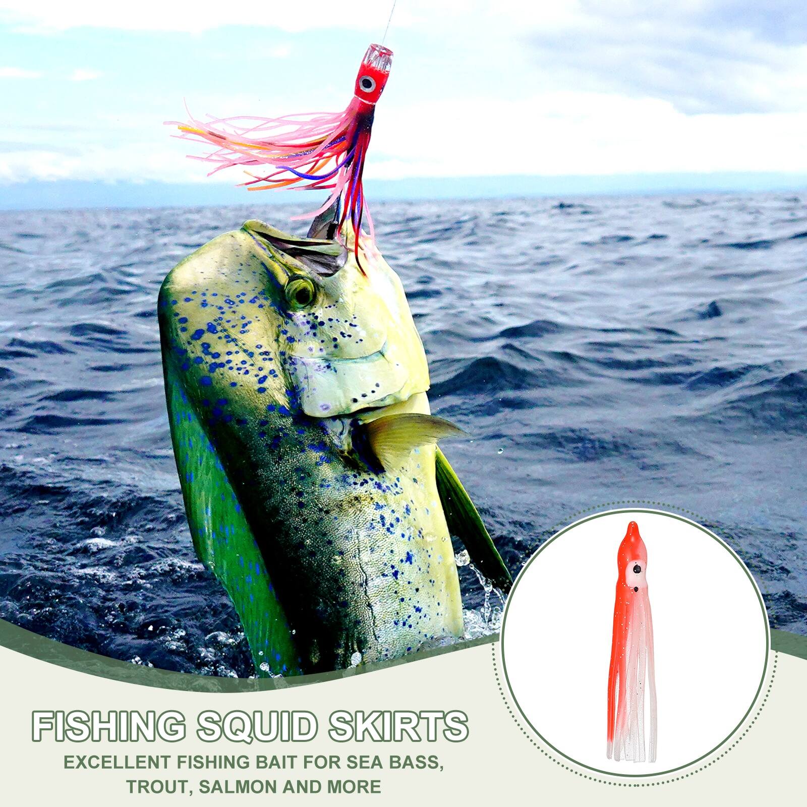 Unique Bargains Fishing Squid Skirts Glow Soft Plastic Trolling Lures ...