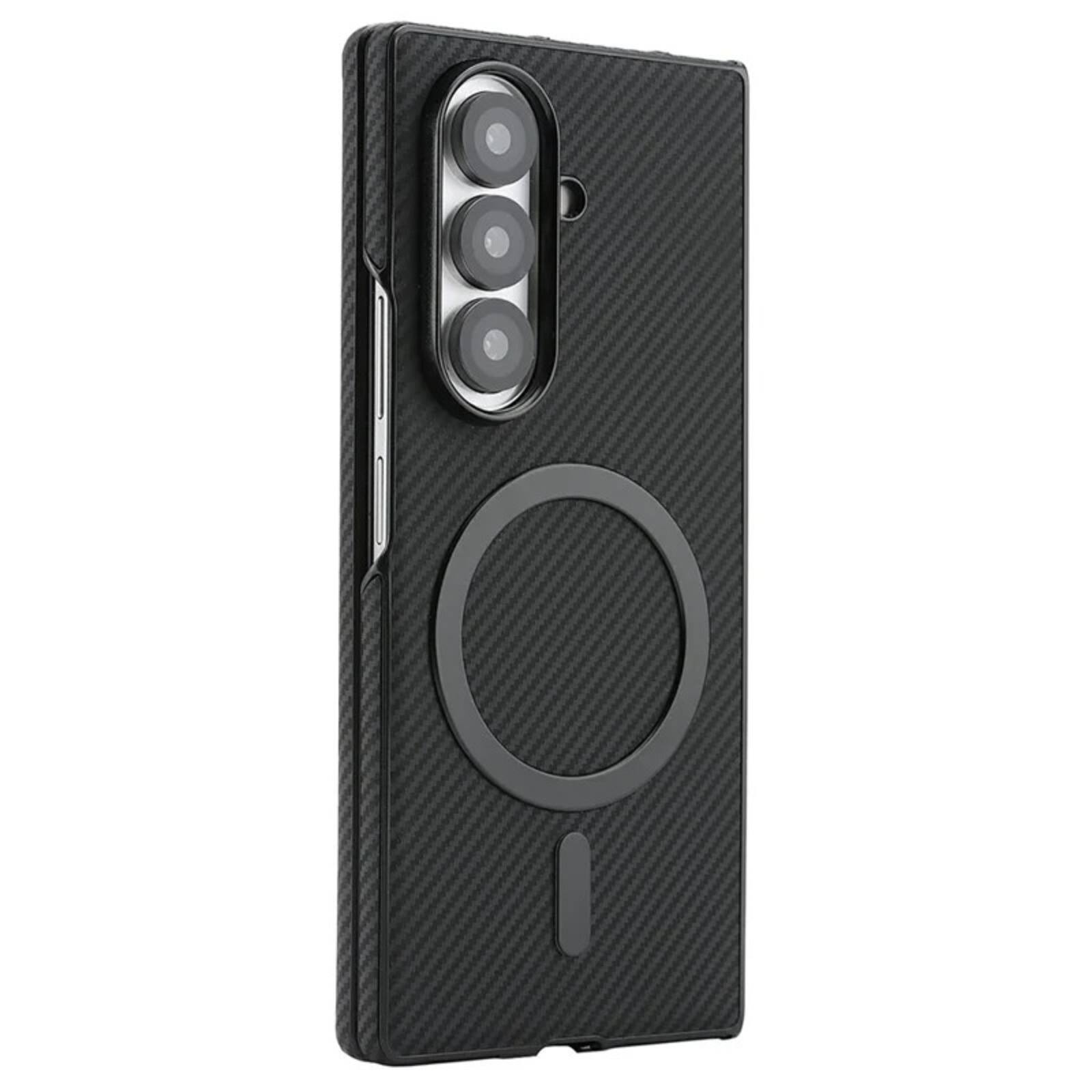 Alt View 5. UUCOVER - Magnetic Case for Samsung Galaxy Z Fold8 Ultra, Compatible with Magsafe Carbon Fiber Texture Shockproof Protective Cover - Black.