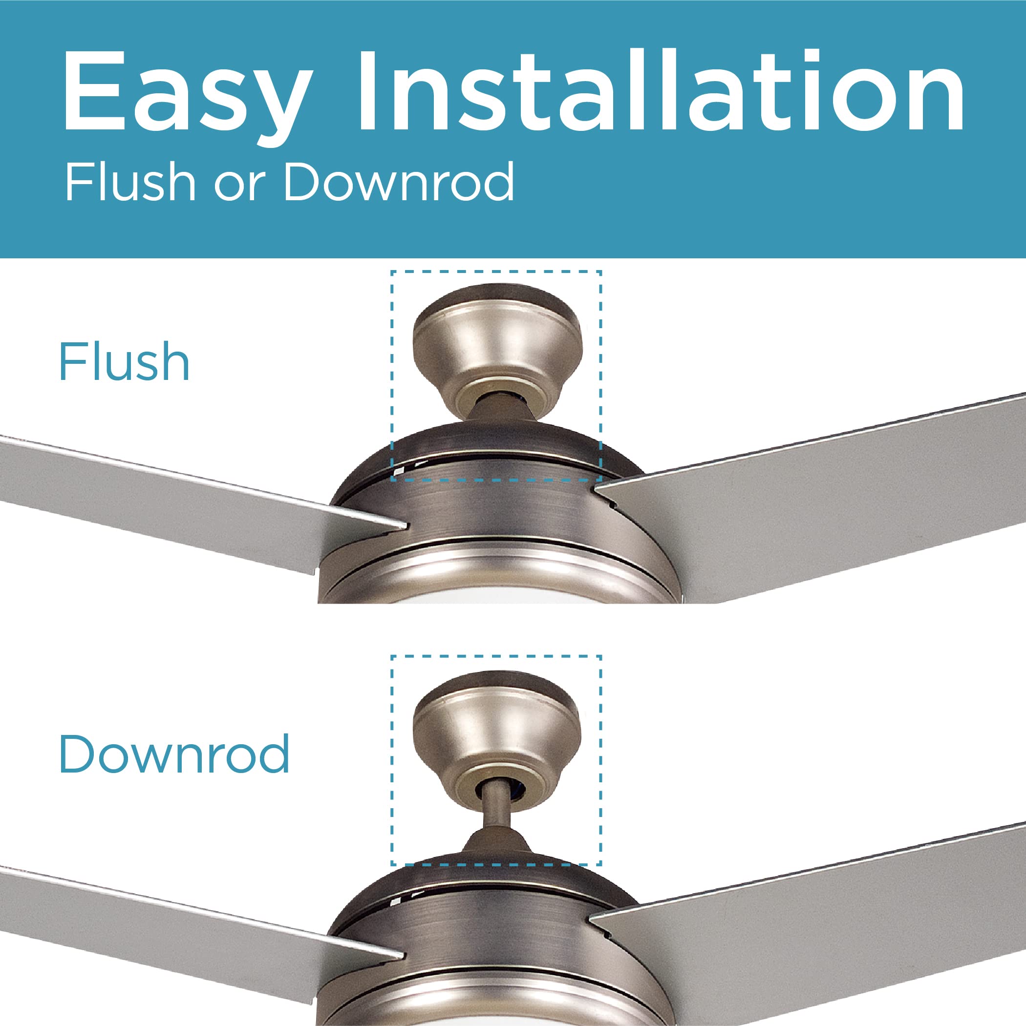 Easy Installation Flush or Downrod Flush Downrod