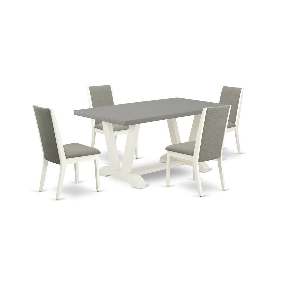 Left. East West Furniture - East West Furniture V096LA206-5 5-Piece Stylish Modern Dining Table Set a Good Cement Color Kitchen Rectangular Table - Multi-Color.