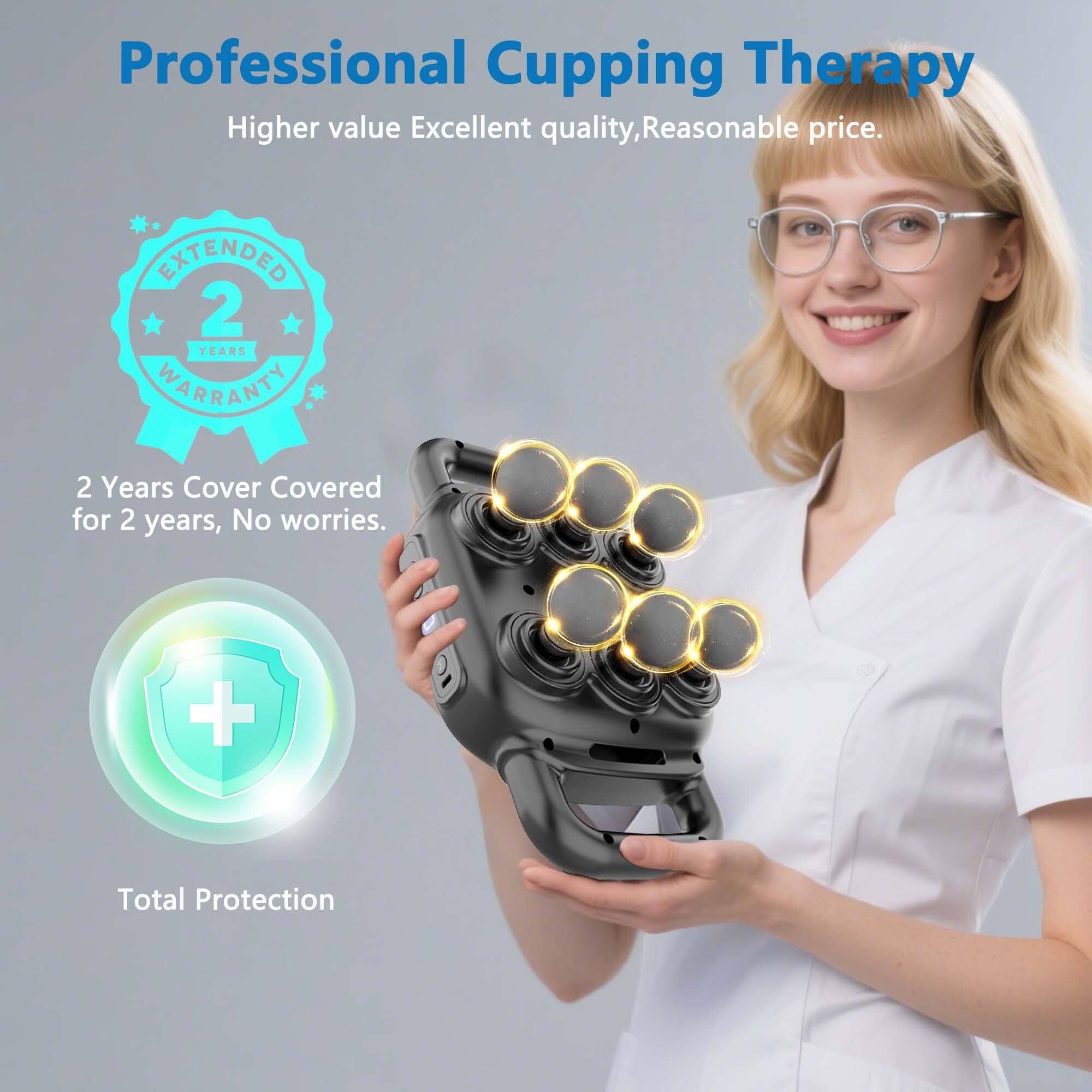 Professional Cupping Therapy  
Higher value Excellent quality, Reasonable price.  

EXTENDED 2 YEARS WARRANTY  
2 Years Cover Covered for 2 years, No worries.  

Total Protection