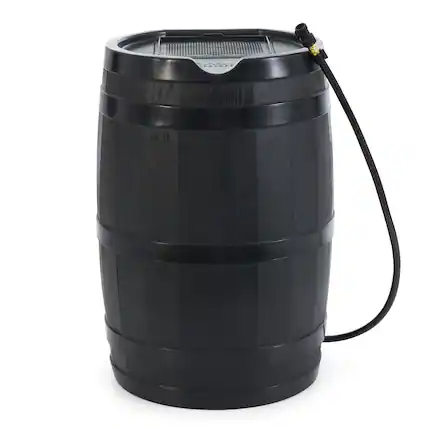 Front. FCMP Outdoor - FCMP Outdoor RC45 45 Gallon Outdoor Rain Water Catcher Barrel Container, Black - Black.