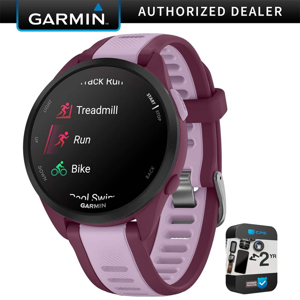 Garmin - Forerunner 165 Music Smart Sport Watch, Berry + Lilac w/ Warranty Bundle - Berry/Lilac - (2024)