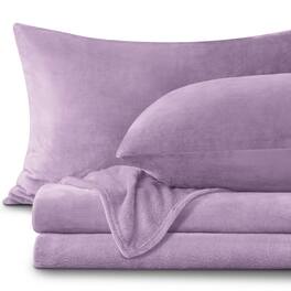 Skar Audio - Flannel Sheets King Size - Super Soft Fleece Set Fluffy Extra Plush include Fitted Sheet Flat 2 Pillowcases - Lavender Twin