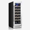 Front. Yeego - 12 inch Wine Cooler Refrigerator with 18-Bottle Built-In/Freestanding for Home Bar,Stainless Steel - Stainless Steel.