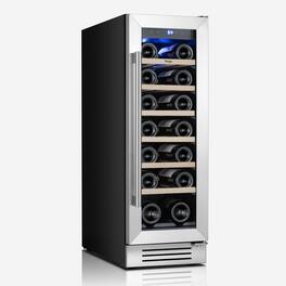 Yeego - 12" 18-Bottle Wine Cooler: Compressor fridge, glass door, built-in/freestanding - Stainless Steel