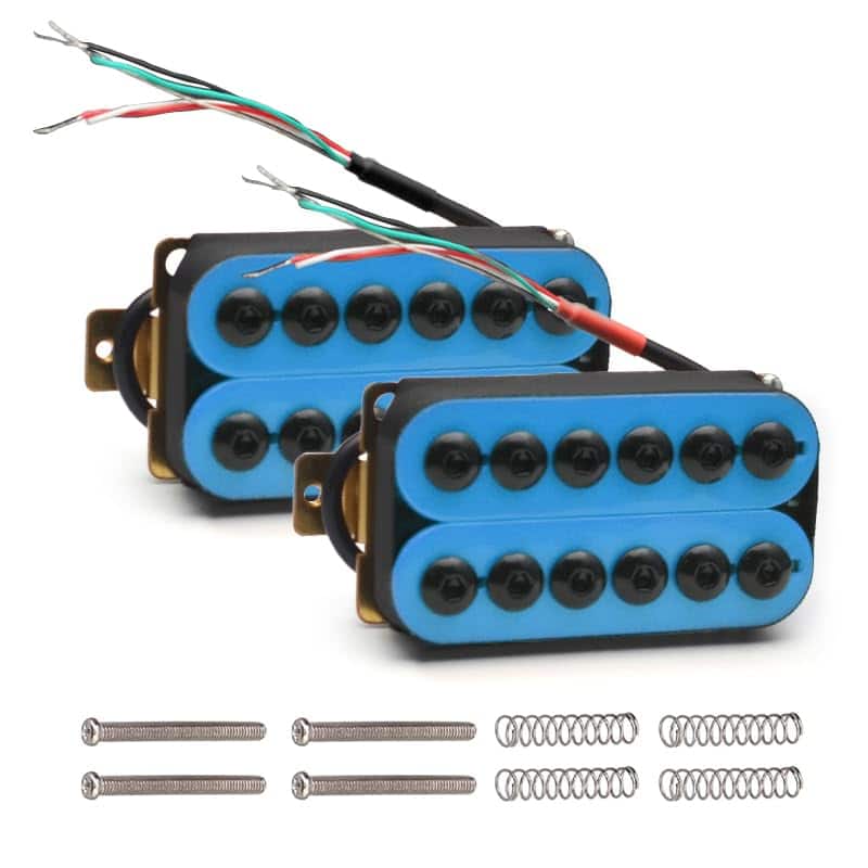 Dazzling Pops - Adjustable Metal Double Coil Electric Guitar Pickups Humbucker Punk Neck/bridge Pickup () - Blue
