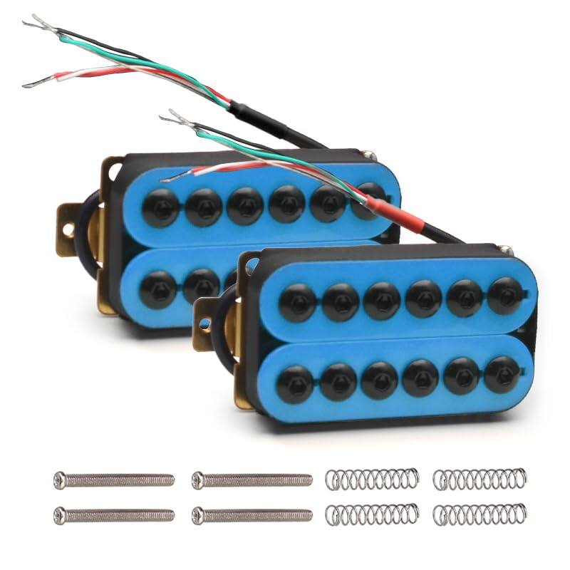 Dazzling Pops - Adjustable Metal Double Coil Electric Guitar Pickups Humbucker Punk Neck/bridge Pickup () - Blue