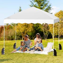 Mondawe - 10 x 10 FT Pop-Up Canopy Tent with Wheeled Carry Bag and 8 Stakes - White